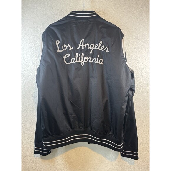 Varsity Bomber Button Up Jacket Hollister 99 Black Los Angeles California Sz M - Picture 16 of 16